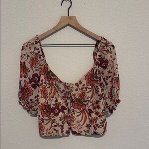 Evolutionary Floral Blouse with Puff Sleeves